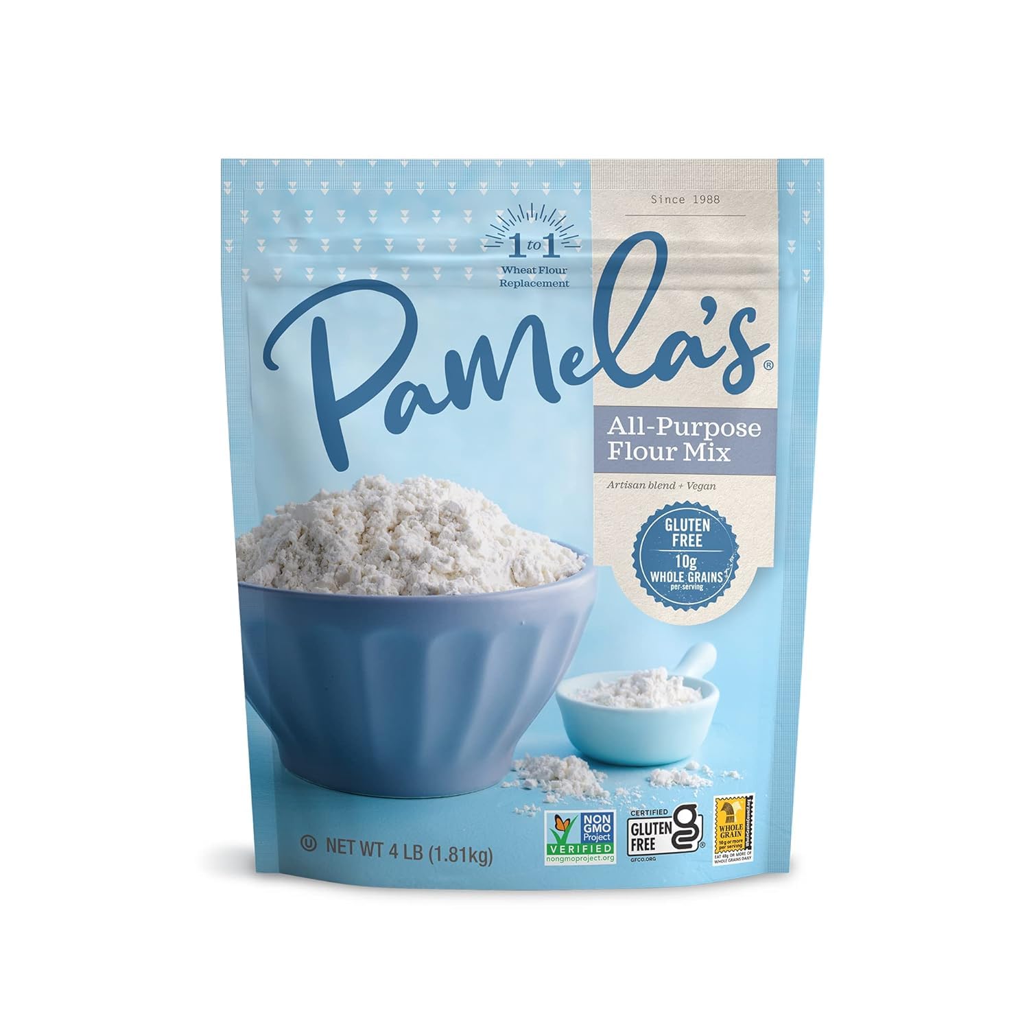 Pamela’s All Purpose Flour Mix for Gluten Free Baking, Cookies, Bread and Homemade Recipes, Artisan Blend Vegan Flour Replacement