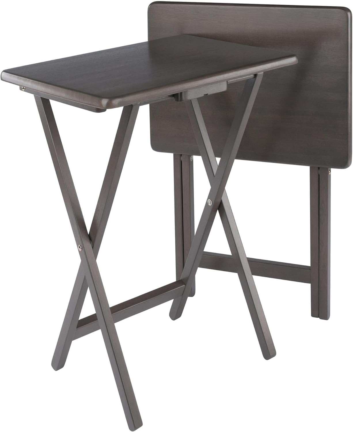 Winsome Alex Set of 2 Foldable Snack Tables, Natural, 26"