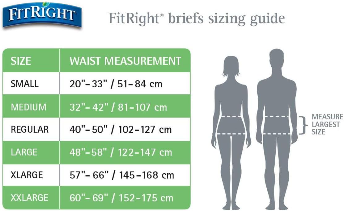 FitRight Ultra Adult Diapers, Disposable Incontinence Briefs, Leak-Proof Diaper, Absorbent Briefs For Men and Women, Maximum Protection, Medium, 32 – 44 in, 20 briefs per bag