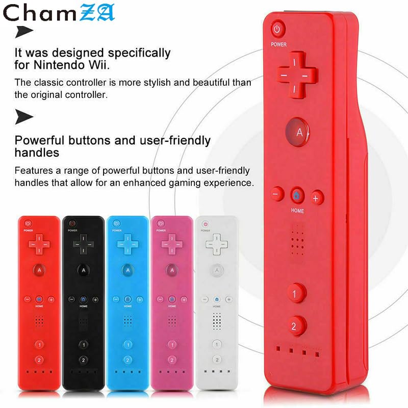 ChamZA Wireless Motion Remote Controller for Wii/Wii U, w/Soft Case & Hand strap (Red)