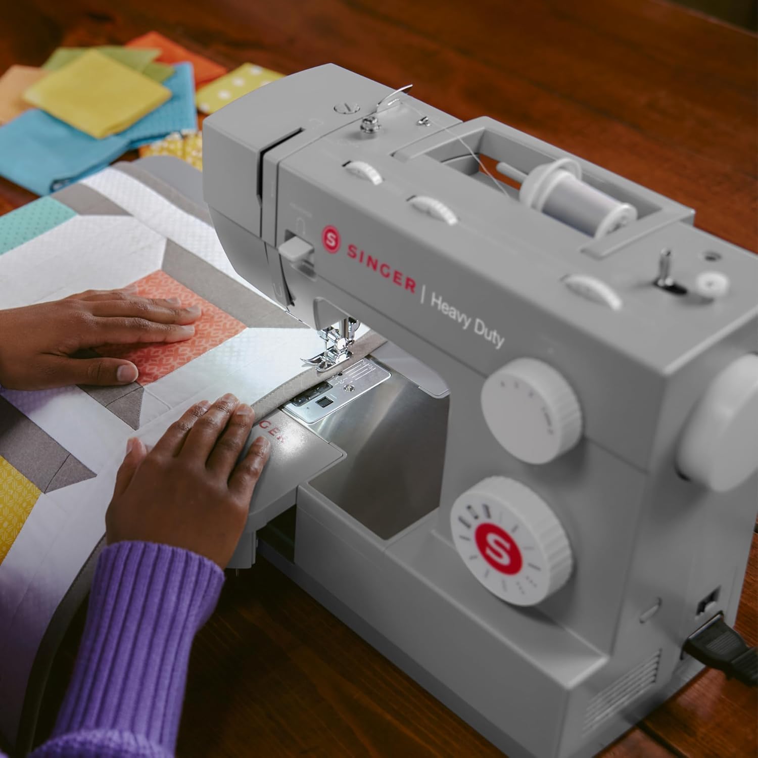 SINGER | Heavy Duty 4411 Sewing Machine with 11 Built-In Stitches, Accessory Kit, Includes 9 Presser Feet, Twin Needles, & Case - Sewing Made Easy
