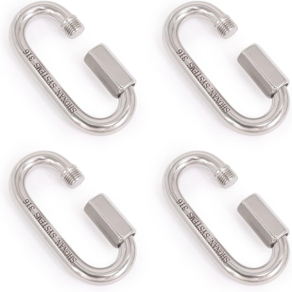 SHONAN Heavy Duty Marine Chain Quick Links, Stainless Steel Chain Connectors, Corrosion Resistant Locking Carabiners