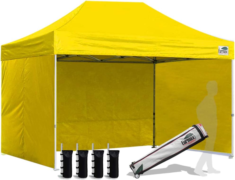 Eurmax USA 10x10 Pop Up Canopy Tent,Commercial Tent with Patented No-Tip Rolling Bag,4 Zippered Removable Walls,UV & Water Resistant Canopy Top,Heavy Duty Outdoor Gazebo,Instant Shelter(White)