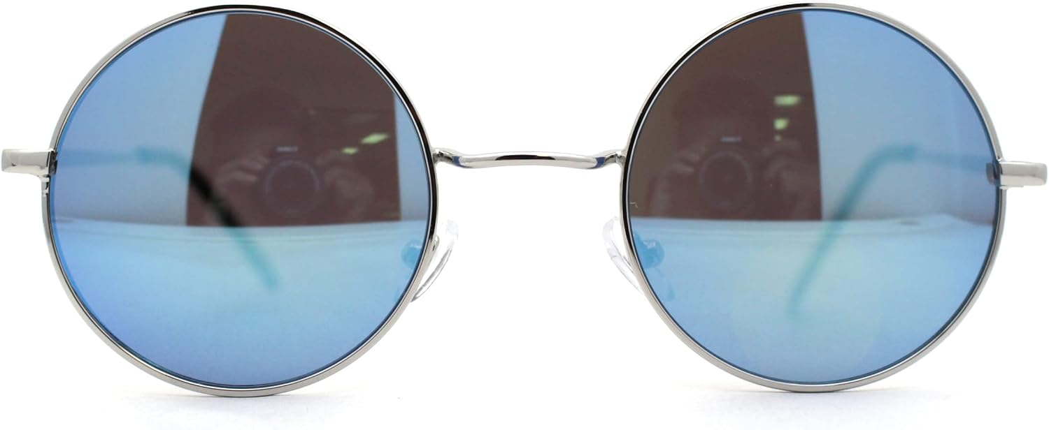 SA106 Reflective Color Mirrored Hippie Groove Round Circle Lens Retro Sunglasses