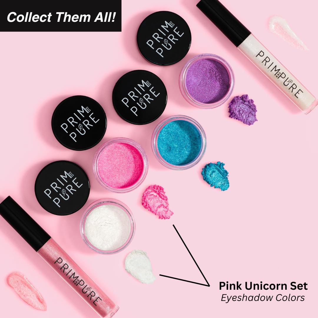 Prim and Pure Mineral Gift Set with Unicorn Mirror| Perfect for Play Dates & Birthday Parties | Kids Eyeshadow Makeup – Mineral | Organic &