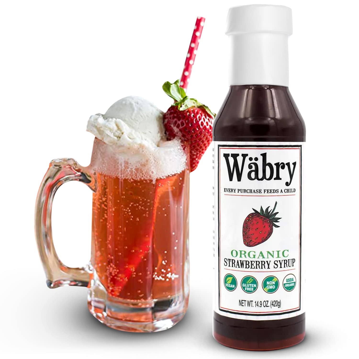 Wäbry Blueberry Syrup – 14.9oz (420g), Natural Fruit Flavor Organic Snow Cone Syrup for Drizzling on Shaved Ice, Waffles, Ice Cream & Lattes, Non-GMO, Dye-Free Vegan Syrups, 12 Servings Per Bottle