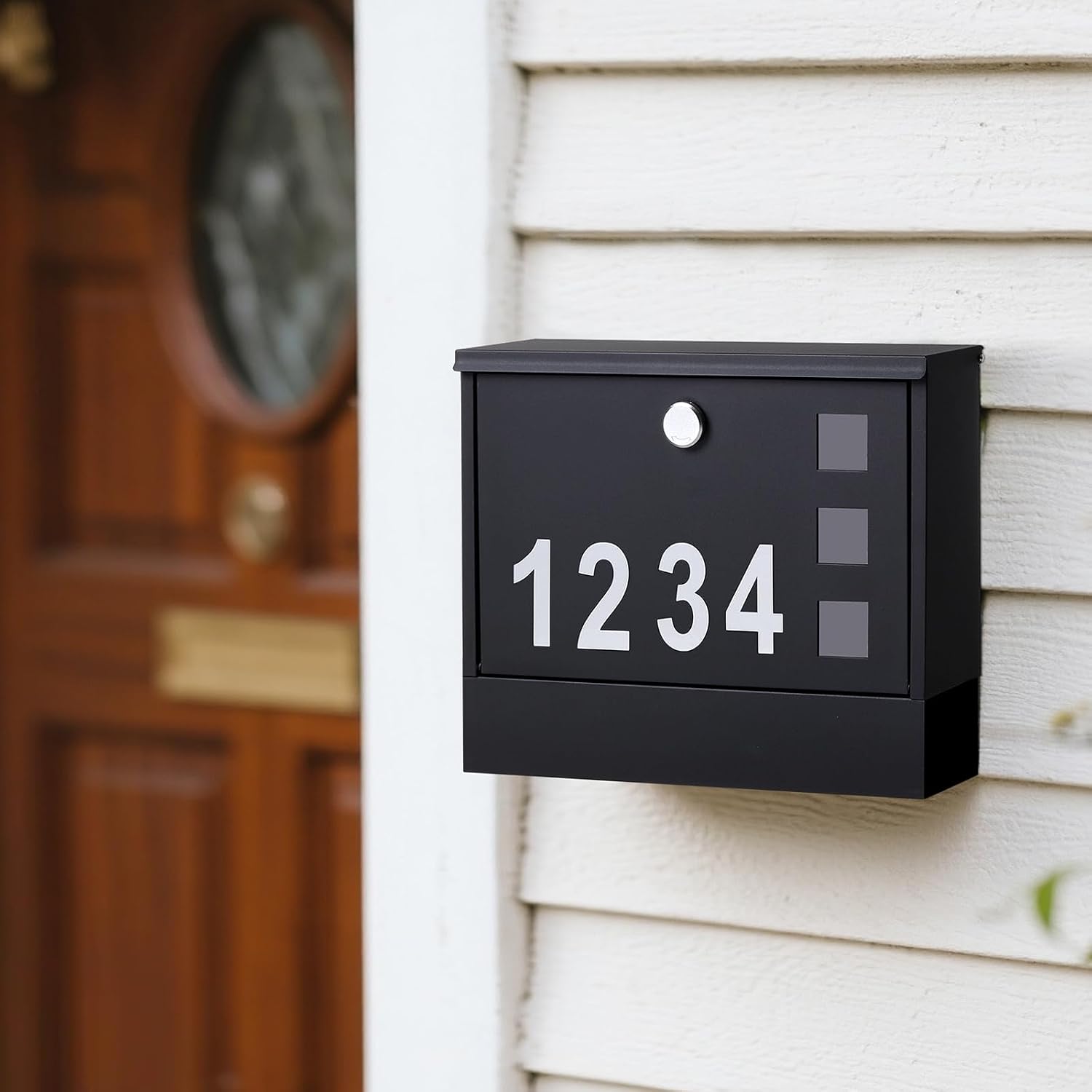 Locking Mailbox Wall Mount for Outside– Jssmst Mailboxes with Key Lock for Front Door Fence, Large Capacity Letter Box, 14.3 x 4.1 x 11.8 Inch, Black, SM-HPB911BN