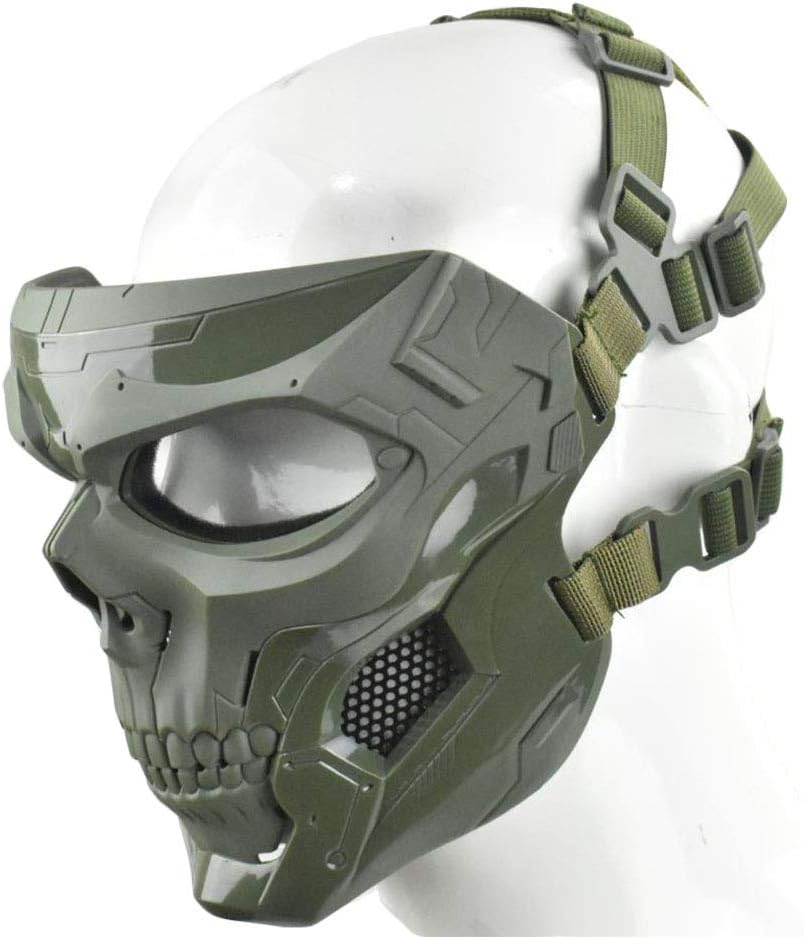 Tactical Mask Protective Full Face Clear Goggle Skull mask Dual Mode Wearing Design Adjustable Strap