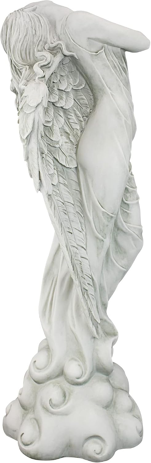 Design Toscano Remembrance and Redemption Angel Religious Indoor/Outdoor Garden Statue, From Base to Top of the Wings Nearly 3 feet tall! Tall, Cast Stone Resin, Antique Stone Finish