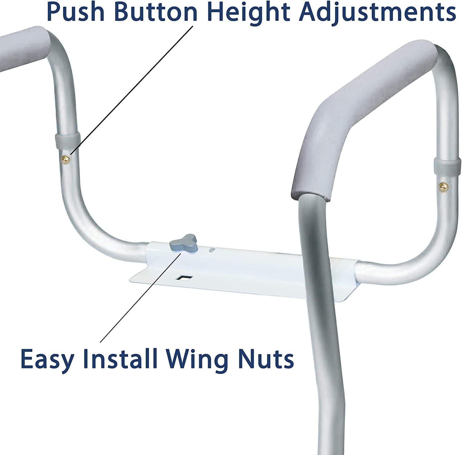 Carex Toilet Safety Rails, Adjustable and Detachable Toilet Safety Frame with Handles for Elderly, Handicap, or Disabled