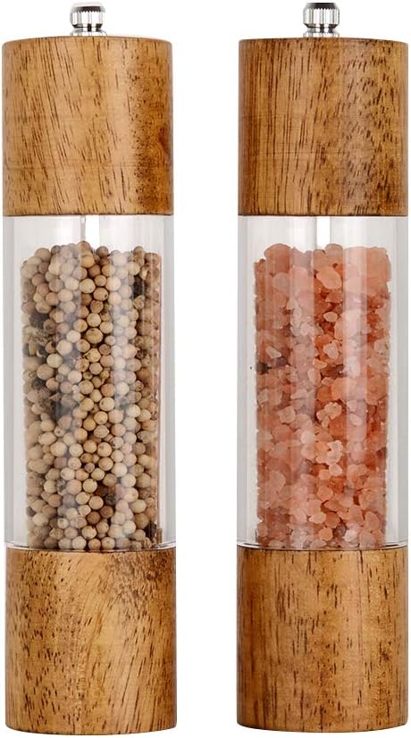 XWXO Premium Acrylic Salt and Pepper Grinder Set -8 Inches-Pack of 2
