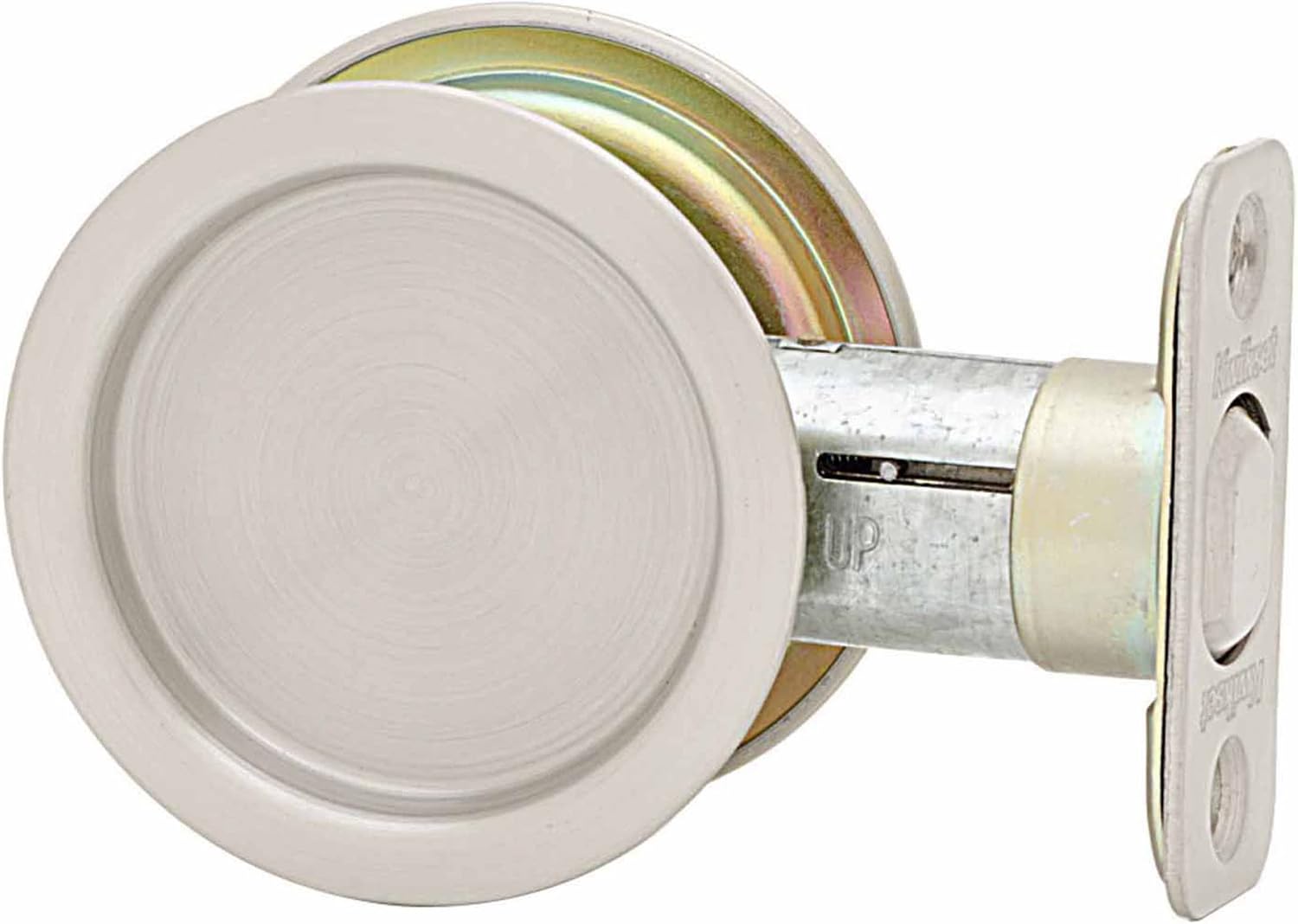 Kwikset 334 Round Hall/Closet Pocket Door Lock in Antique Nickel