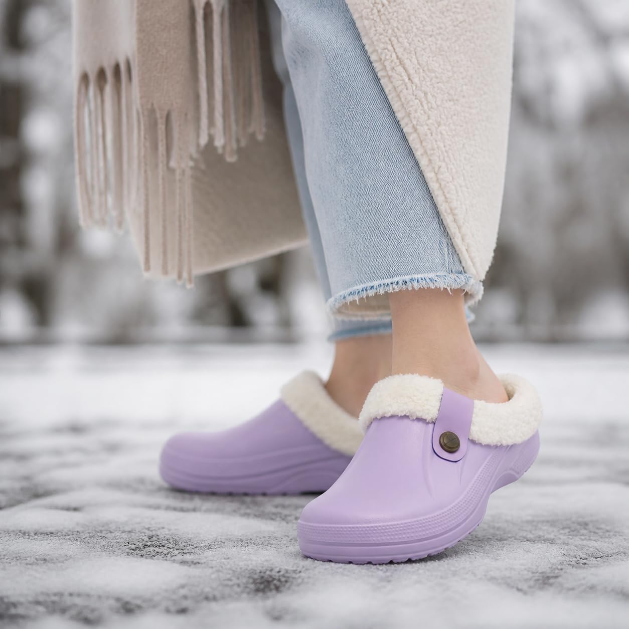 Beslip Fur Lined Clogs for Women & Men Fuzzy Slippers with Memory Foam
