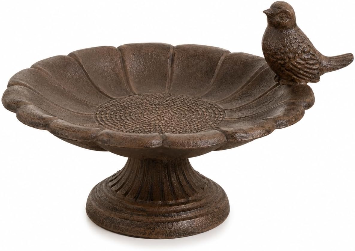 Comfy Hour 7.5 Inch Cast Iron Bird Bath, Sunflower Bird Feeder