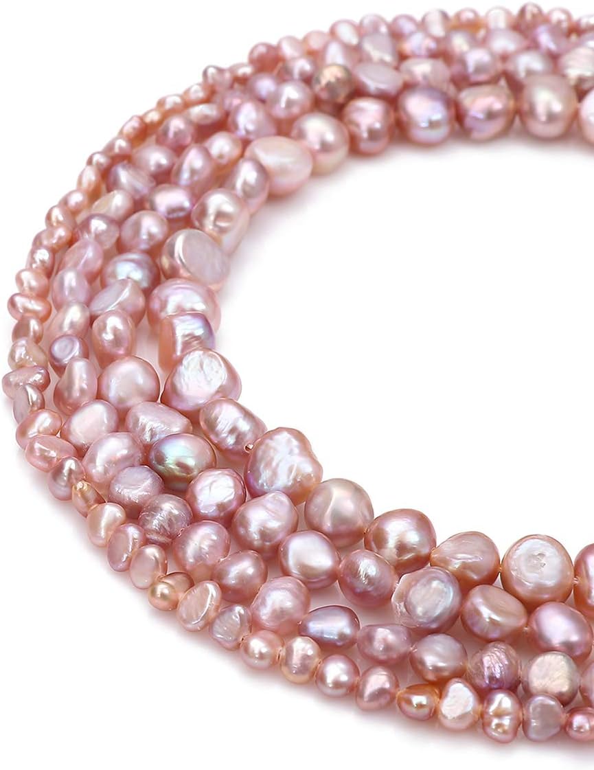 BEADIA Natural Pearl Beads Side Hole 7-8mm Purple Freshwater Cultured Loose Gemstone Beads for DIY Jewelry Making 13.8''/Strand