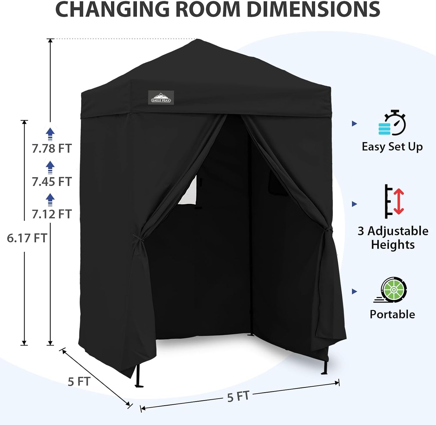 EAGLE PEAK 4x4 Pop Up Changing Tent, Outdoor Changing Room, Gray/White