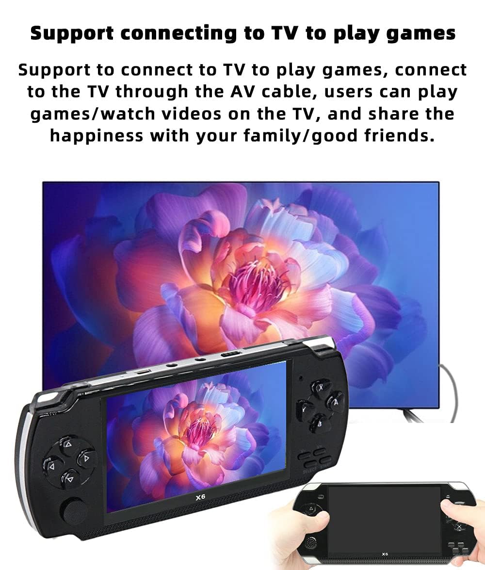 JXD Handheld Game Console 4.3 inch 8GB Built in 2000 Games for Multiple Simulators X6 Retro Video Game Console Mp3/4/Ebook TV Out Mini Hand Portable
