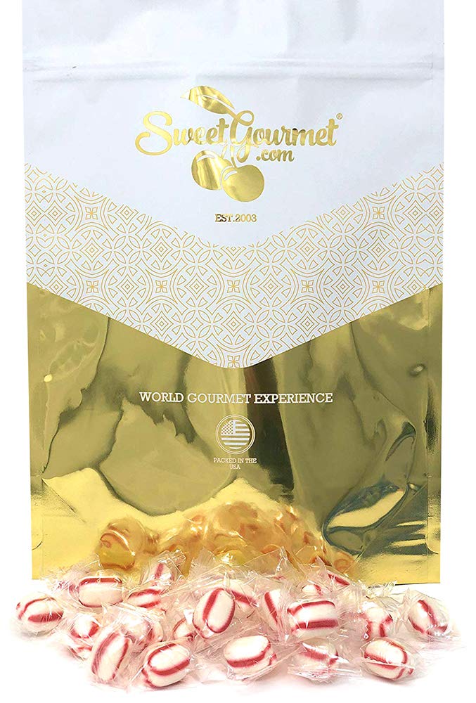 SweetGourmet Peppermint Soft Mint Puffs Clear Wrapped Bulk Candy | 1 Pound