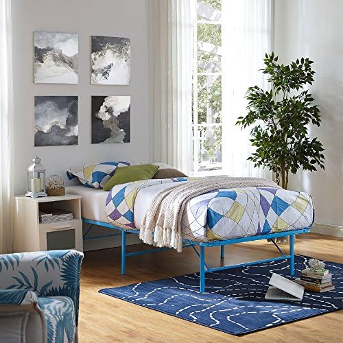 Modway Horizon Queen Bed Frame In Gray - Replaces Box Spring - Folding Metal Mattress Bed Frame
