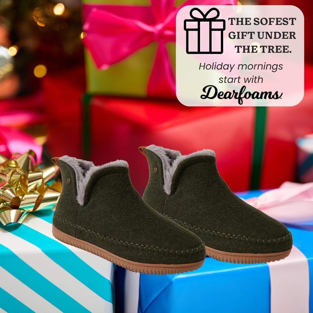 Dearfoams Men's Memory Foam Indoor House Slippers Brixen Ankle Boot House Shoes - Gifts for Men
