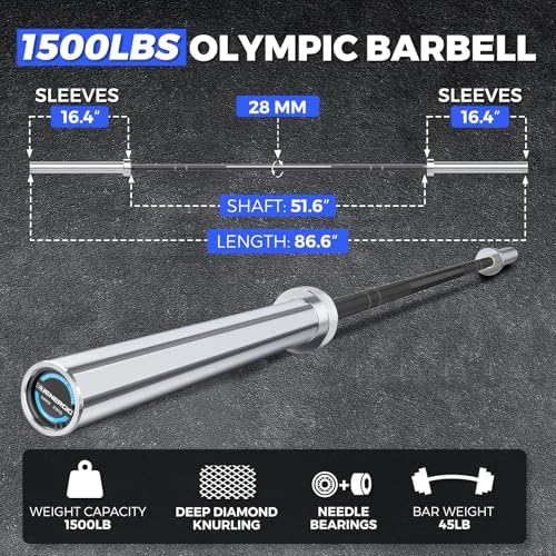 7FT Alloy Steel Olympic Barbell, 1500LB 45LB
