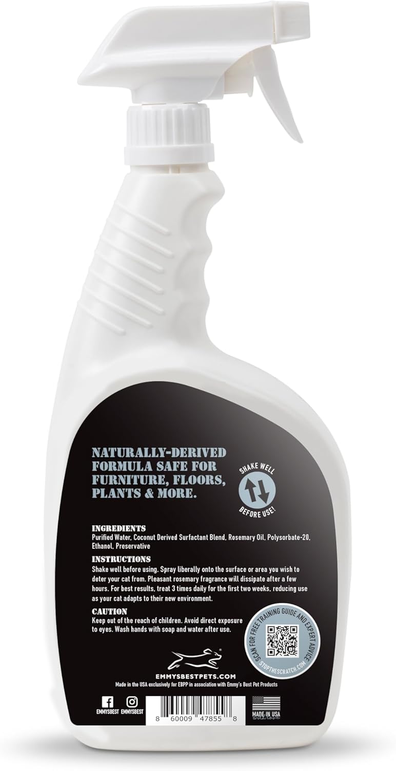 Stop the Scratch Cat Scratch Spray Deterrent – Rosemary Oil, 8 oz