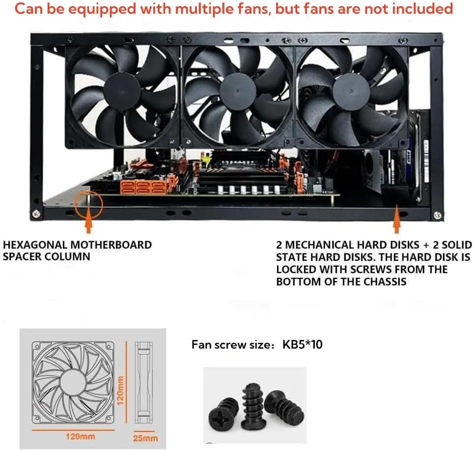 DIY Computer Case PC Frame Desktop Chassis Stackable Rack Stand Open Air case Supports ATX ITX MacroATX E-ATX X79 X99 Motherboard, can be Stacked up to 10 Layers