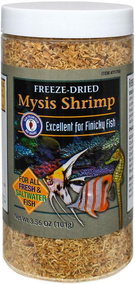 San Francisco Bay Brand Freeze-Dried Mysis Shrimp - Premium Fish Food for Live Fish, Shrimp Food