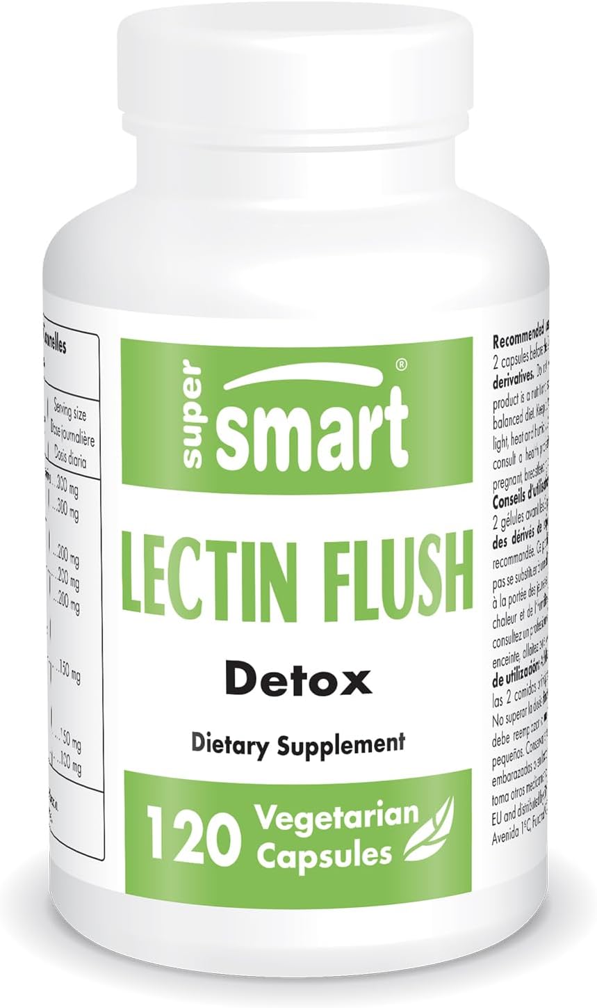 Supersmart - Lectin Flush - Lectin Blocker Shield Supplement - Digestive Support & Detox - Intolerances & Food Allergies - Intestinal Health