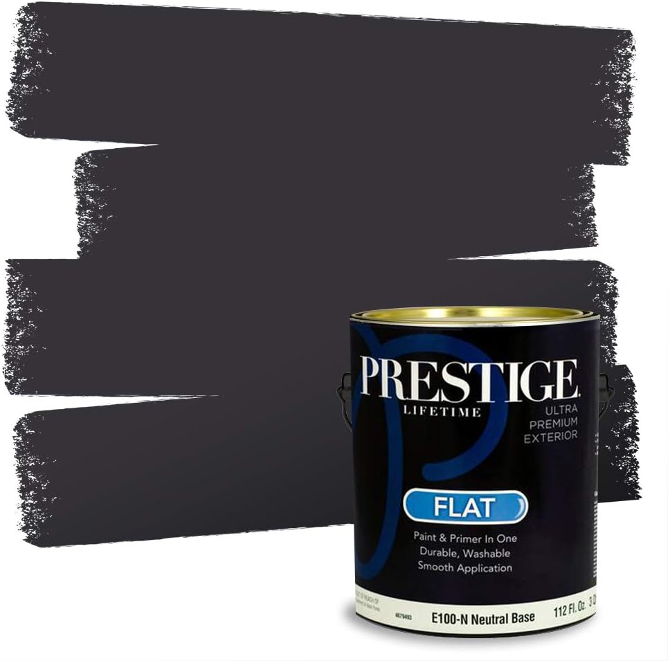 PRESTIGE Paints Exterior Paint and Primer In One, 1-Gallon, Satin, Comparable Match of Sherwin Williams* Black Magic*