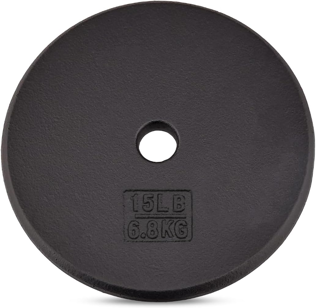 Yes4All Standard Weight Plates, 1-Inch Cast Iron Barbell Weights, Wide Range 5–50 LB, Ideal for Strength Training & Workout Routine, Available in Single, Pair & Set of 4