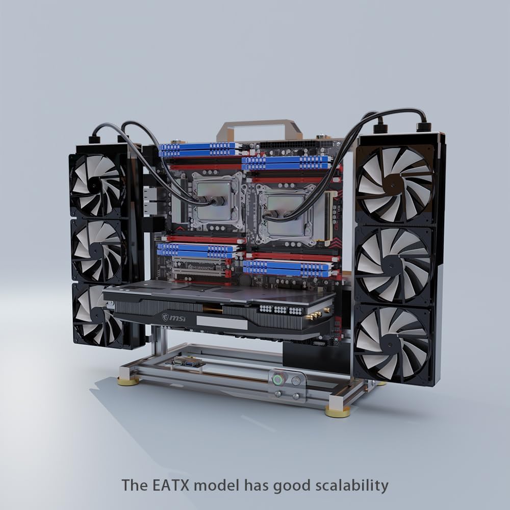 DIY Open Frame PC Chassis, Aluminum Computer Case, Supports ITX Motherboard, Excellent Cooling, Type-C Support