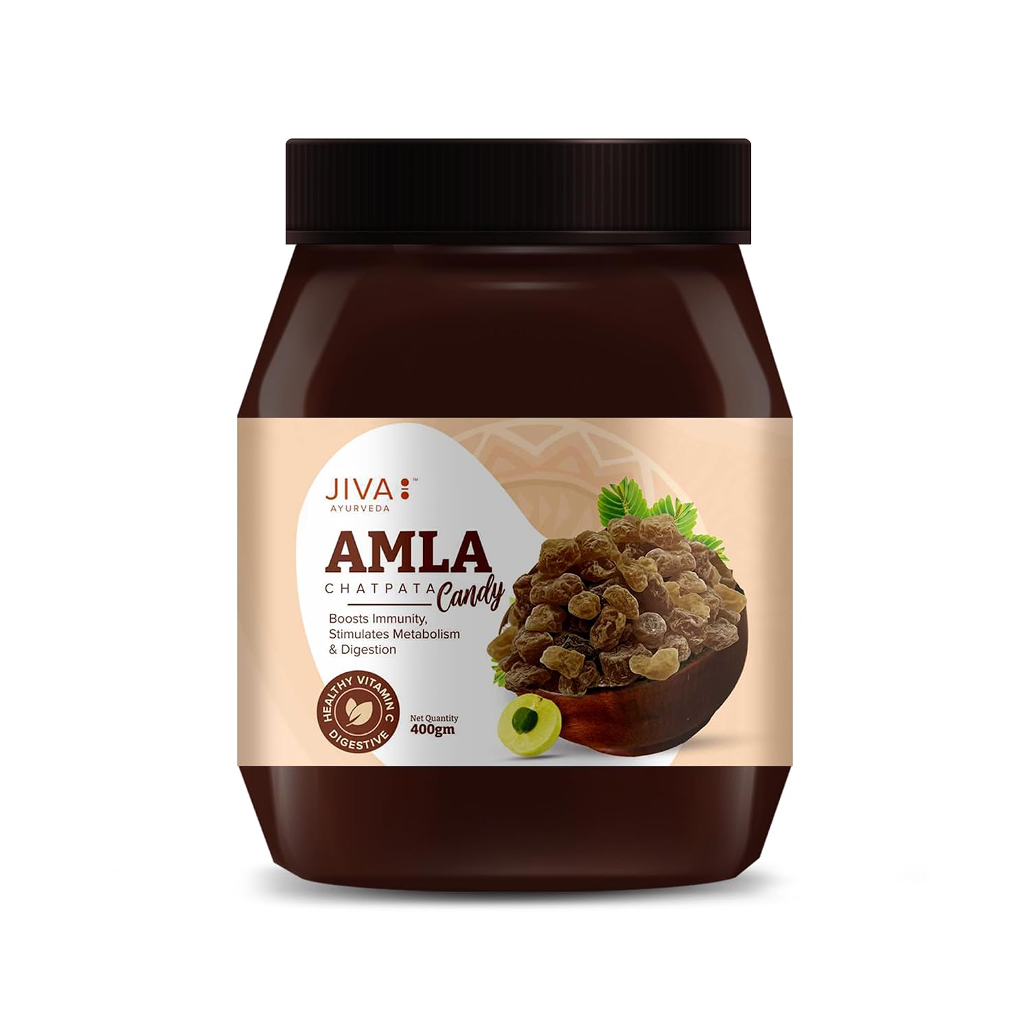 Jiva Ayurveda Amla Candy (Chatpata) - 400g (14.1 oz) | Tangy Indian Gooseberry Bites | Natural Vitamin C & Antioxidant Rich | Zesty Sweet & Spicy