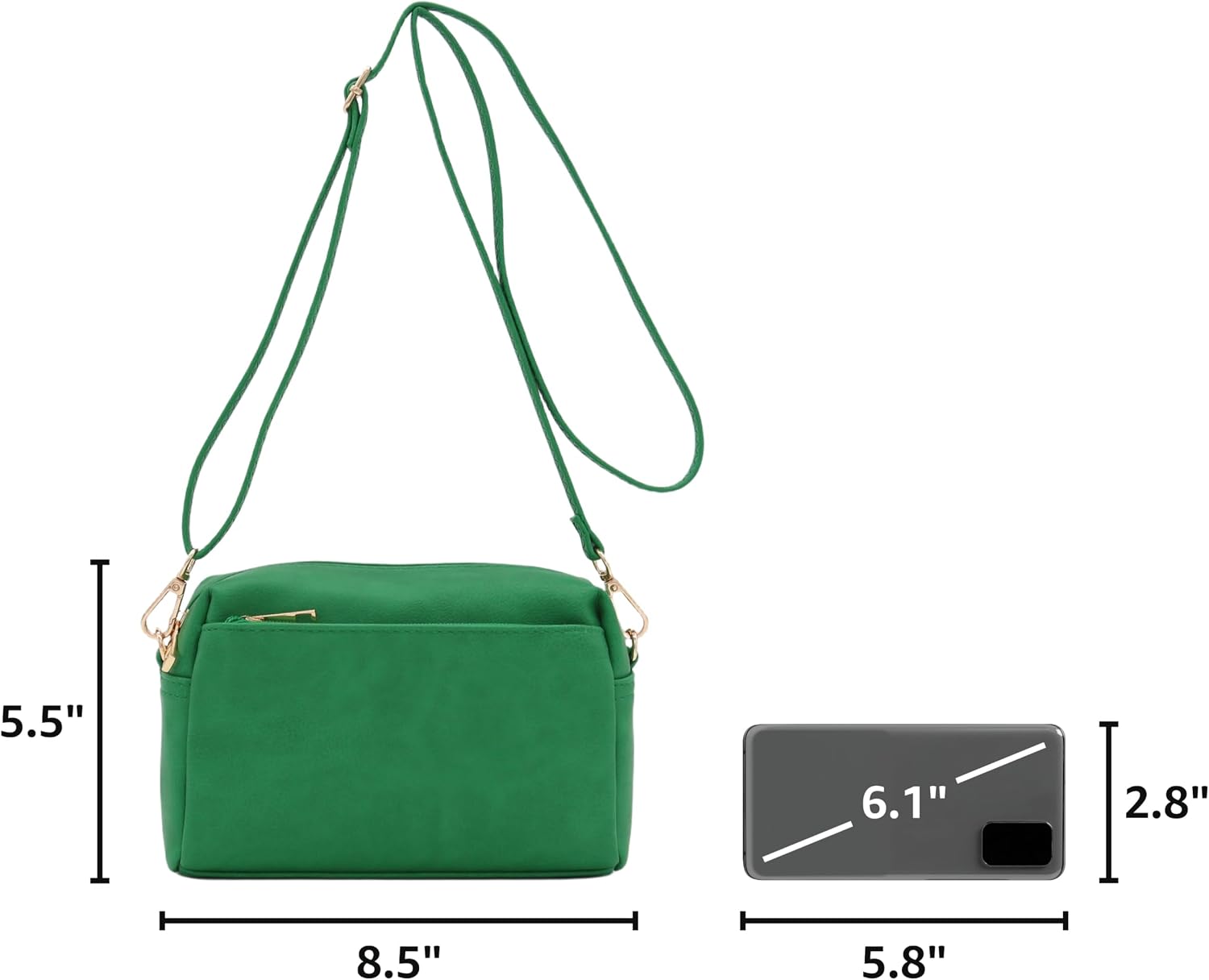 Triple Zip Small Crossbody Bag