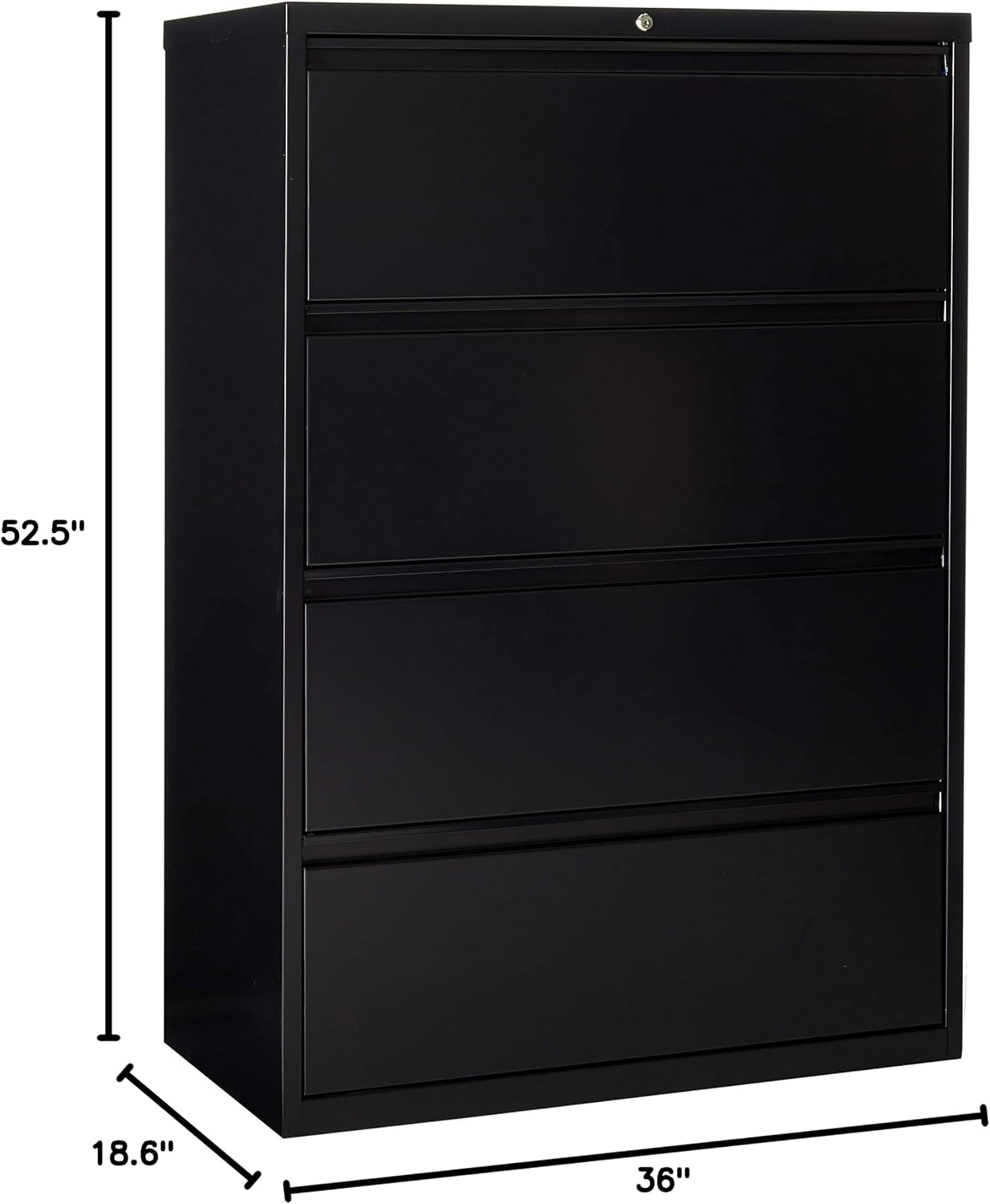 Lorell 4-Drawer Lateral File, 36 by 18-5/8 by 52-1/2-Inch, Black