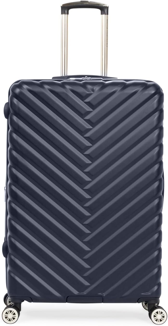 Kenneth Cole REACTION Madison Square Lightweight Hardside Chevron Expandable Spinner Luggage, Black, (28-Inch Checked)