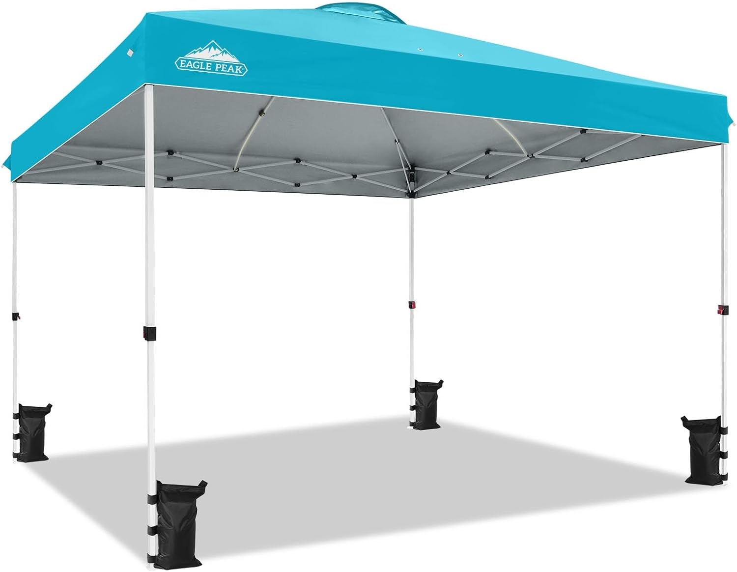EAGLE PEAK 10x10 Pop Up Canopy Tent Easy Up Canopy Outdoor, White | Patented PeakPush™ Center Lock, 1 Person Setup Portable Pop Up Tent, Beach, Markets, Camping Sport Events, Wheeled Carry Bag