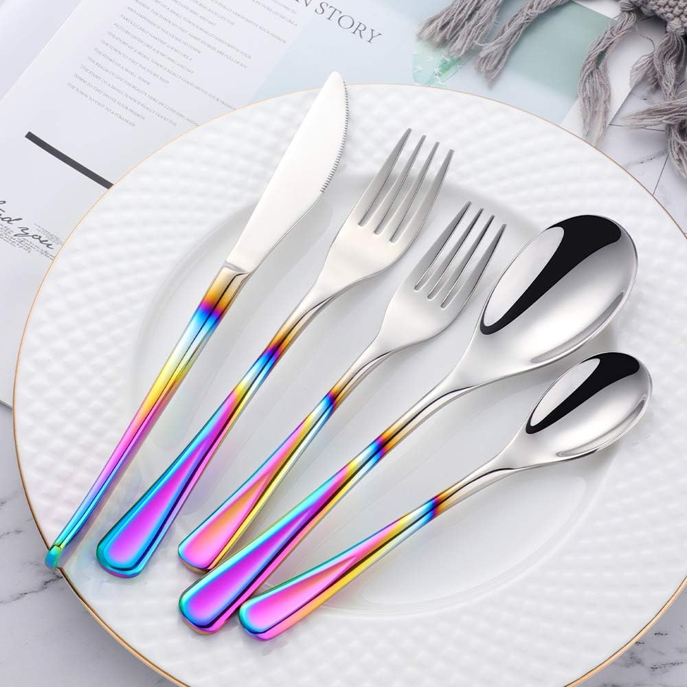 Silverware Set Stainless Steel 20 Piece Flatware Set Kitchen Cutlery Heavyweigh Utensil Service for 4 Include Knife Fork Spoon, Mirror Finish