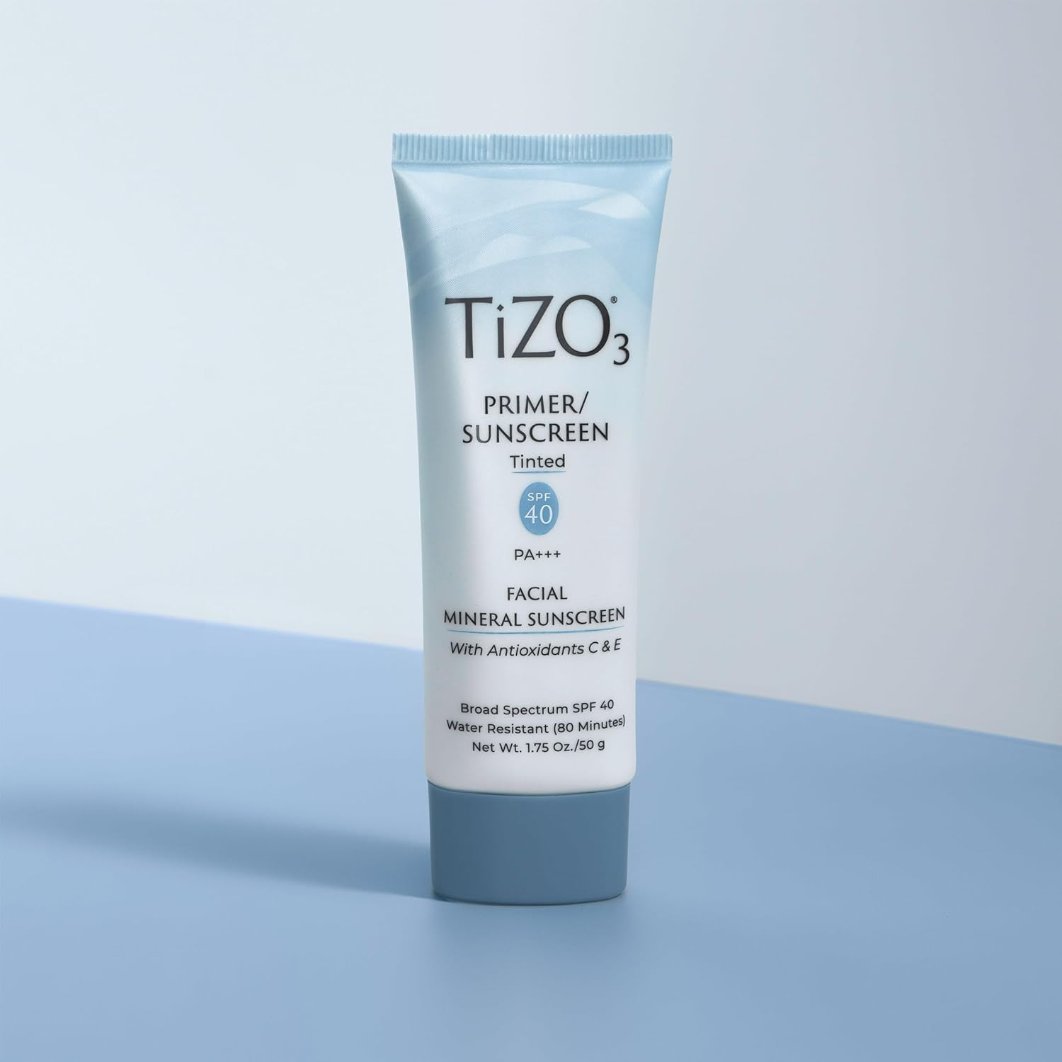 TiZO3 Facial Mineral Sunscreen and Primer, Tinted Broad Spectrum SPF 40 with Antioxidants, Sheer matte finish, Fragrance-Free, Oil-Free