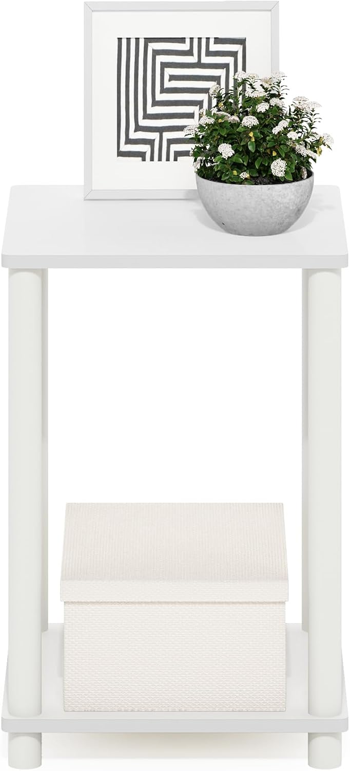 Furinno Turn-N-Tube End Table Corner Shelves, Set of 2, Dark Cherry/Black | Stackable Modern End Table with Open Shelf, Night Stand, Bedside Table, for Living Room, Bedroom