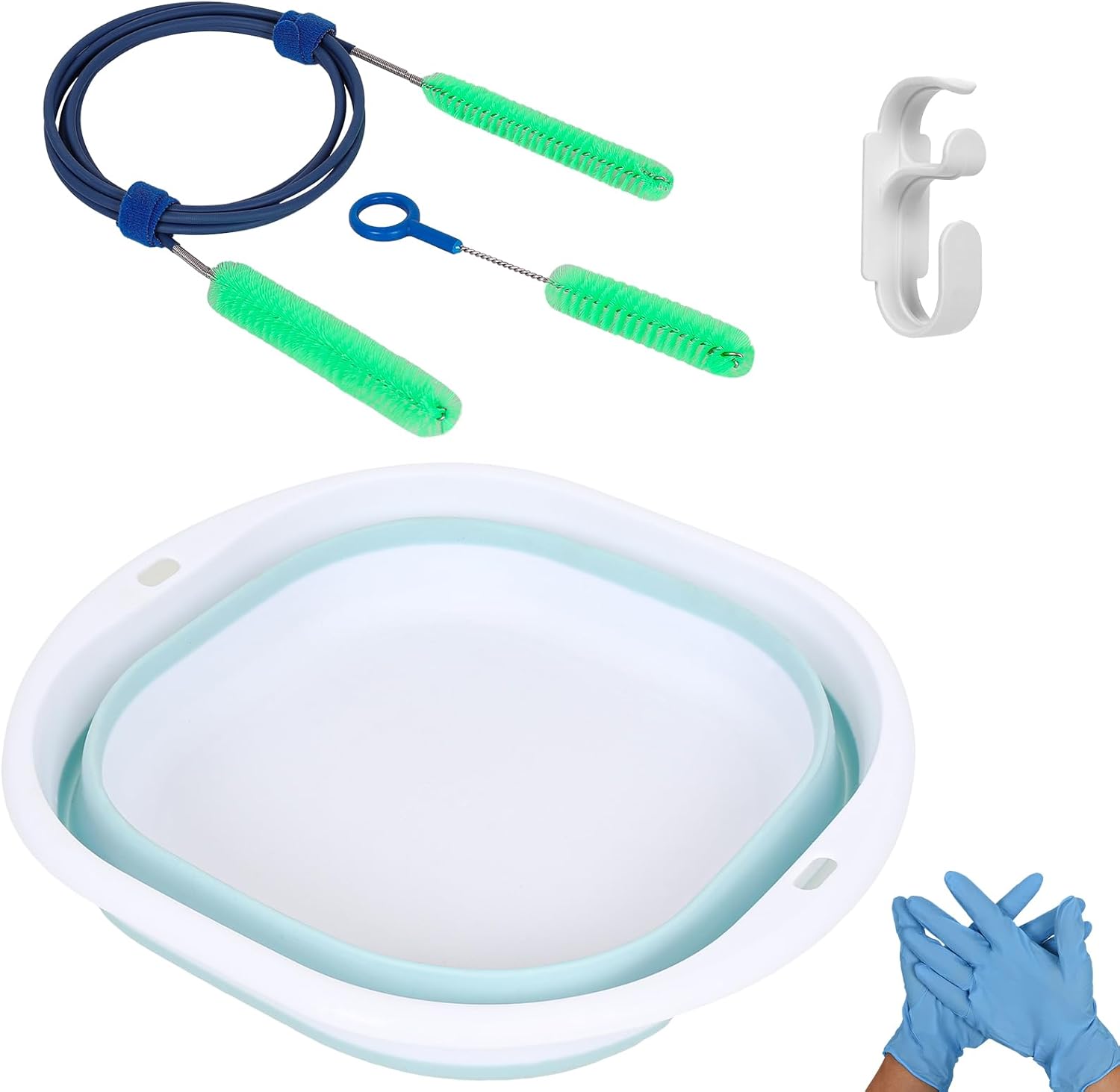 CPAP Cleaner Kit - Dedicated Basin & Flexible Tube Brush | CPAP cleaning kit: dedicated basin, long brush, drying hook
