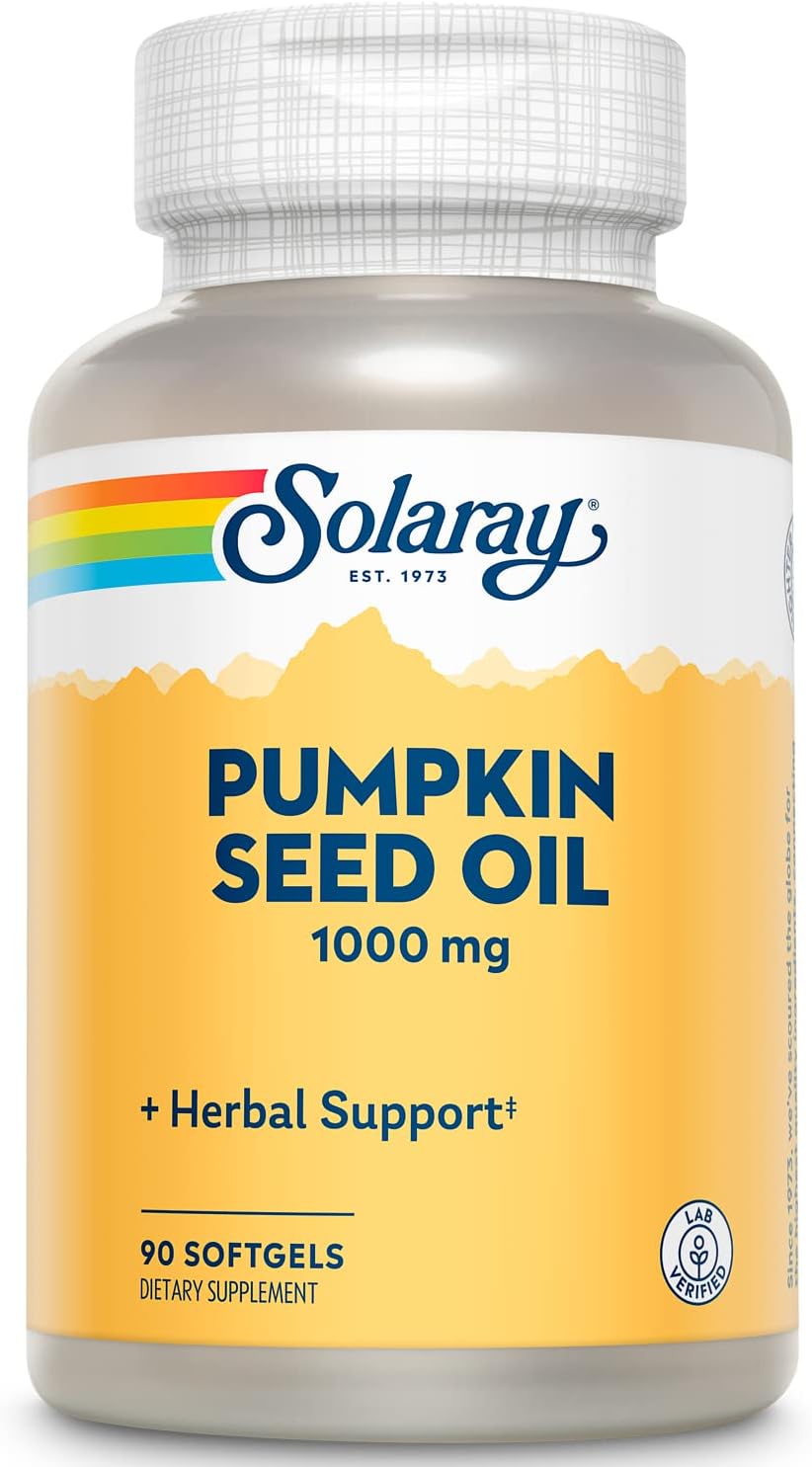 Solaray Pumpkin Seed Oil Capsules - Natural Omegas Pumpkin Seed Oil Extract Supplement for Women & Men
