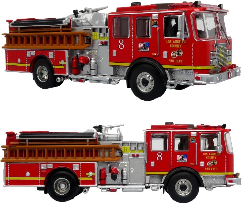 Generic KME Predator Fire Engine - LACFD Engine 8 - Elite Diecast Model for Firefighting Enthusiasts - Los Angeles - Fire Brigade Series 1:64 Scale