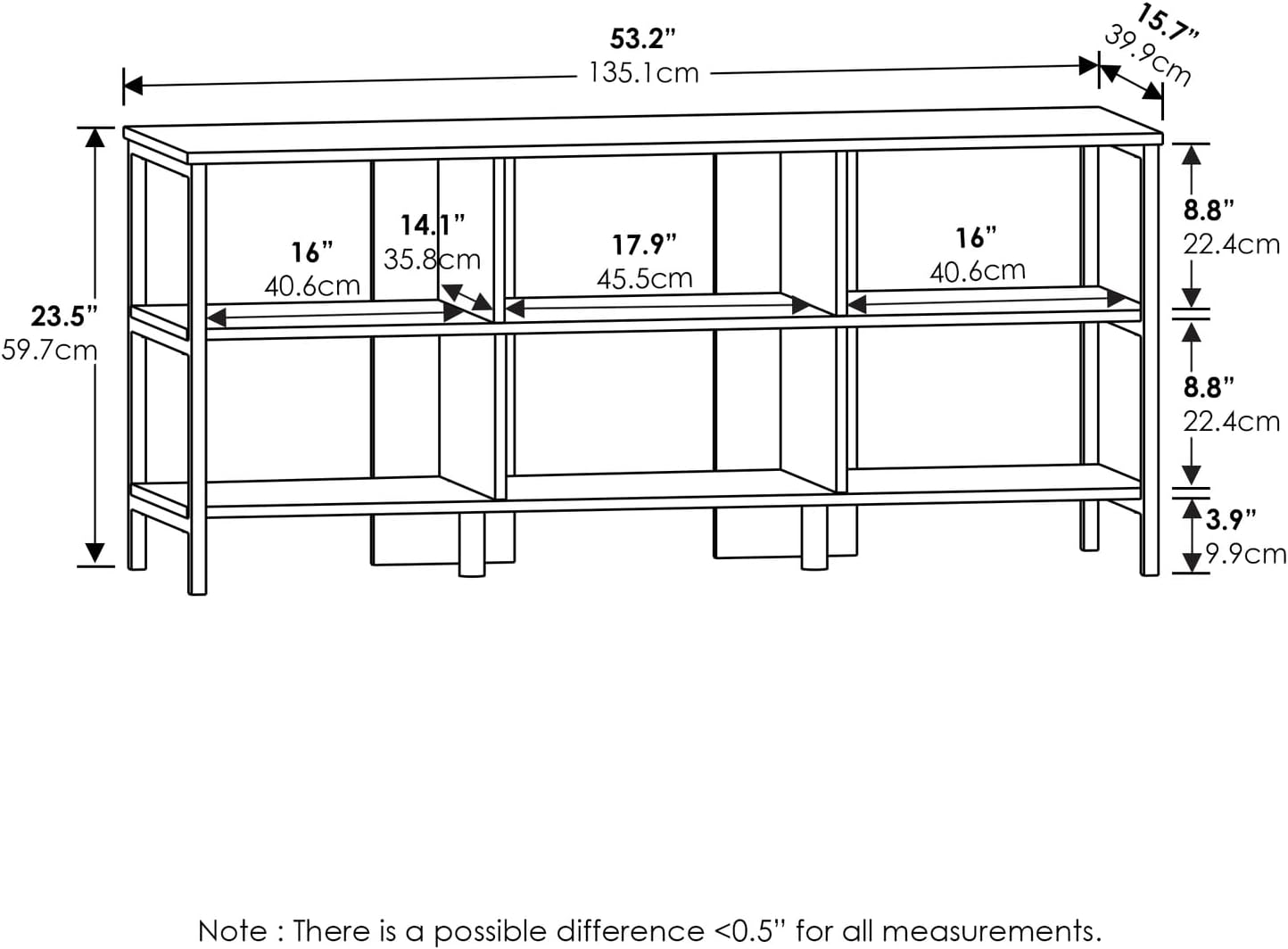 Furinno Fowler Multipurpose TV Stand Bookshelves, French Oak Grey