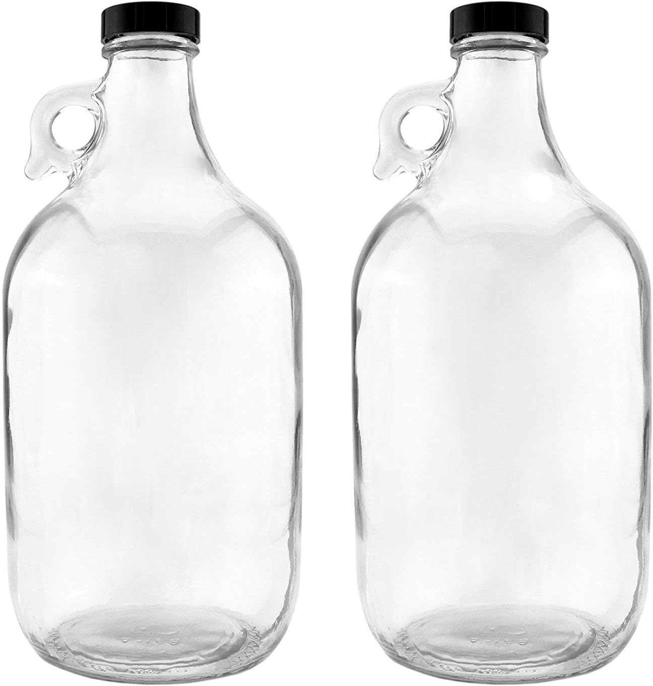 nicebottles Glass Handled Jugs, Half-Gallon, Clear, Pack of 2