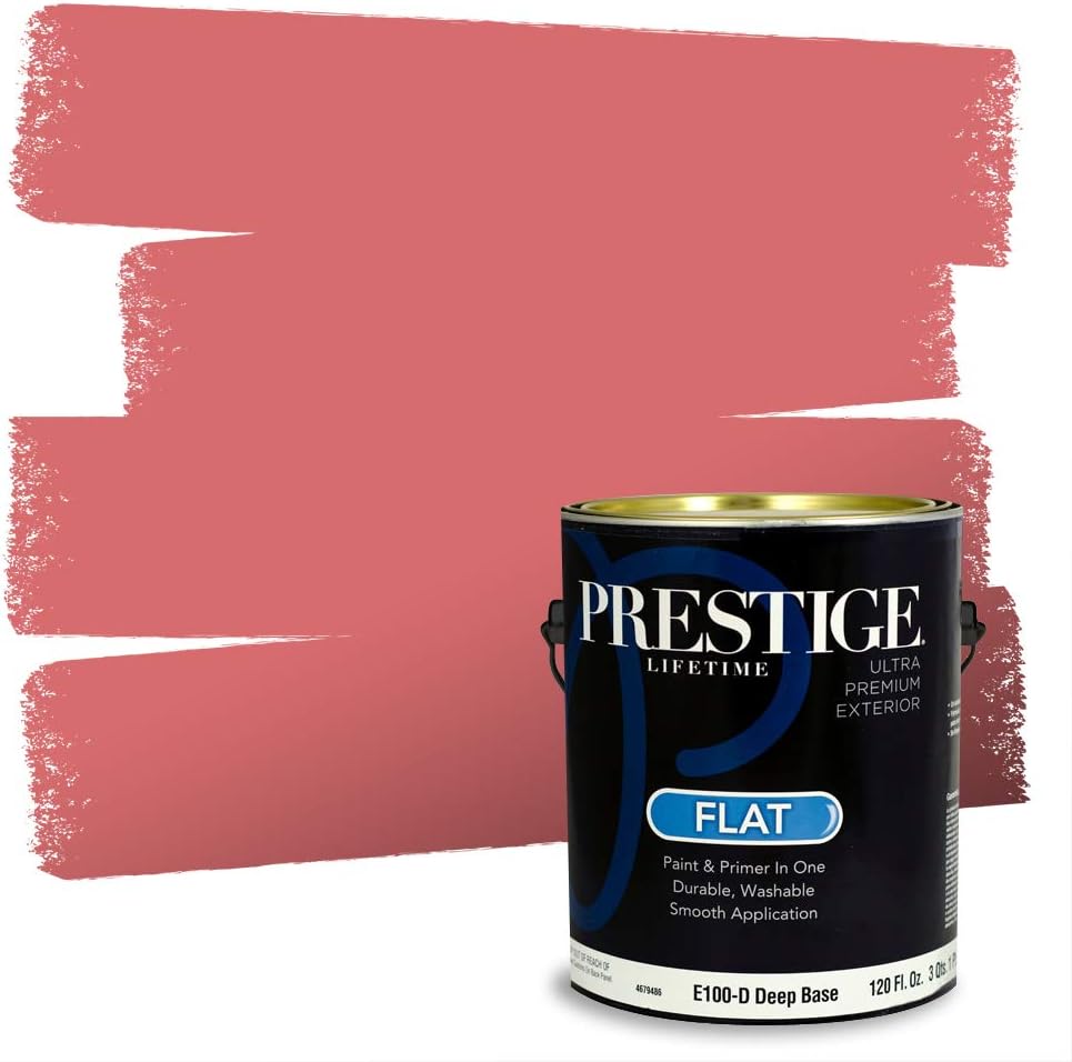 PRESTIGE Paints Exterior Paint and Primer In One, 1-Gallon, Satin, Comparable Match of Sherwin Williams* Grenadine*
