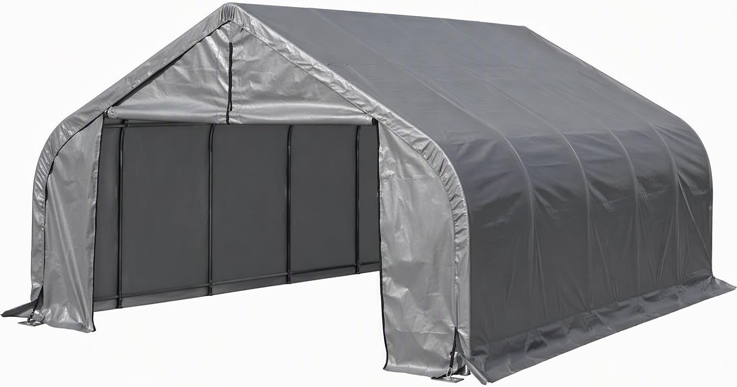 ShelterLogic 82143 Grey 22'x24'x12' Peak Style Shelter