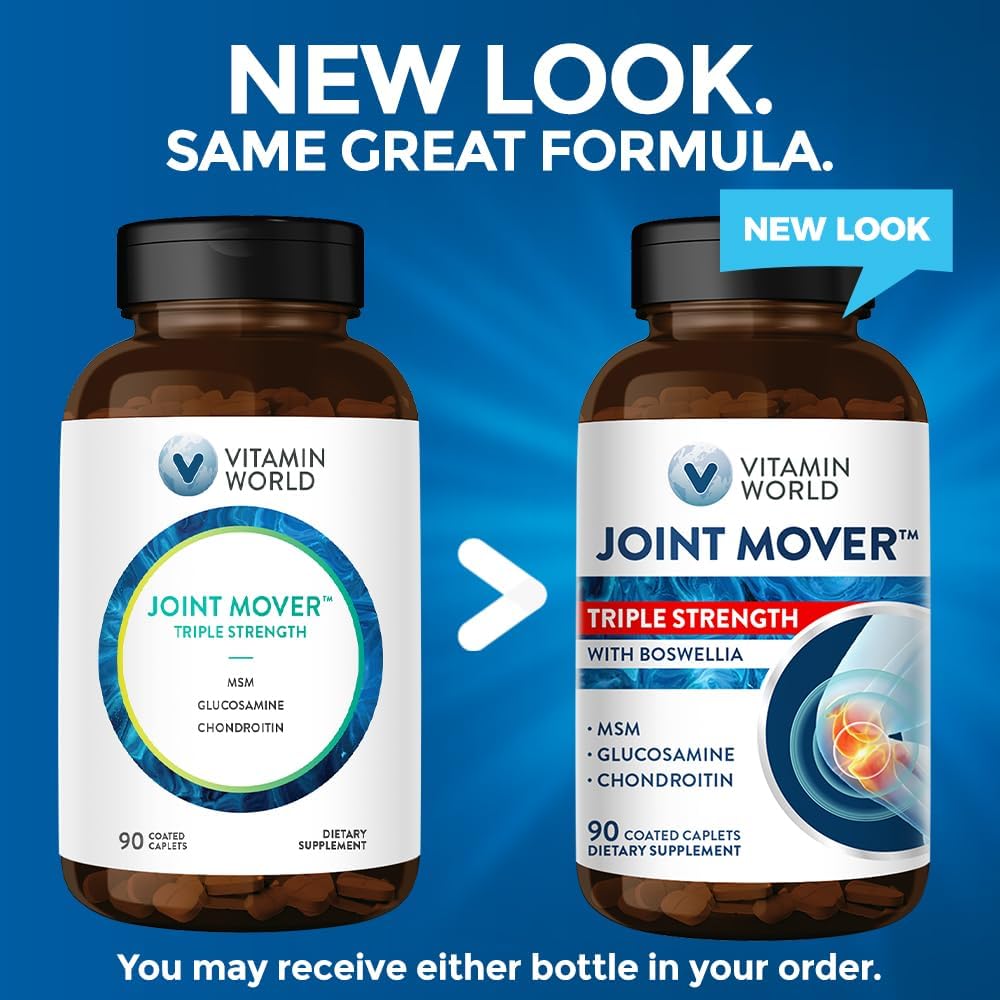 Vitamin World Triple Strength Joint Mover, Glucosamine Chondroitin with MSM | Joint Support Supplement, Collagen & Boswellia Serrata Extract, Support Joint Strength, Comfort & Flexibility, 270 Caplets