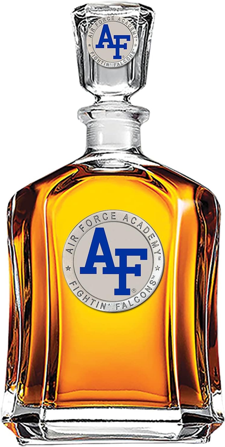 Marines Decanter – Eagle Globe & Anchor | 24 OZ Whiskey Decanter for Liquor with Airtight Stopper | Expertly Crafted Pewter Glass Clear