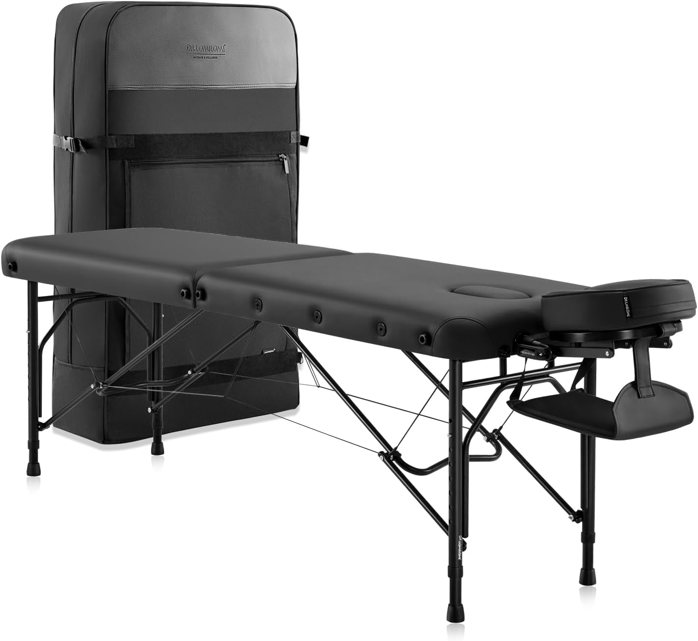 Portable Aluminum Massage Table, Foldable Travel Bed, 70 x 21, Black | Aluminum Frame · 3" Memory Foam · 450 lb Working Capacity · Foldable · Massage, Spa & Mobile Therapy